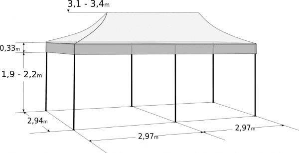 Pavilion de grădină  3x6m - din aluminiu hexagonal: Dimensiuni și parametri