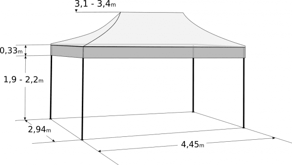 Pavilion de grădină 3x4,5m - din aluminiu hexagonal: Dimensiuni și parametri